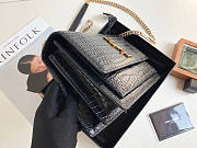 Ysl Medium Sunset Chain Bag In Crocodile Leather Black Gold-tone Metal 442906 22x16x8cm - 5