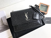 Ysl Medium Sunset Chain Bag In Crocodile Leather Black Silver-tone Metal 442906 22x16x8cm - 1