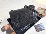 Ysl Medium Sunset Chain Bag In Crocodile Leather Black Black-tone Metal 442906 22x16x8cm - 1