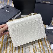 Ysl Medium Sunset Chain Bag In Crocodile Leather White Gold-tone Metal 442906 22x16x8cm - 3