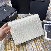 Ysl Medium Sunset Chain Bag In Crocodile Leather White Silver-tone Metal 442906 22x16x8cm - 4