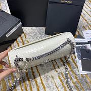 Ysl Medium Sunset Chain Bag In Crocodile Leather White Silver-tone Metal 442906 22x16x8cm - 3