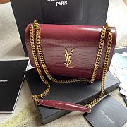Ysl Medium Sunset Chain Bag In Crocodile Leather Red Gold-tone Metal 442906 22x16x8cm - 4