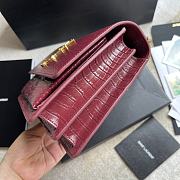 Ysl Medium Sunset Chain Bag In Crocodile Leather Red Gold-tone Metal 442906 22x16x8cm - 3