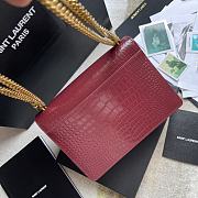 Ysl Medium Sunset Chain Bag In Crocodile Leather Red Gold-tone Metal 442906 22x16x8cm - 2