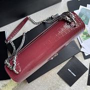 Ysl Medium Sunset Chain Bag In Crocodile Leather Red Silver-tone Metal 442906 22x16x8cm - 4