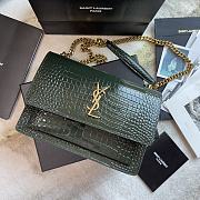 Ysl Medium Sunset Chain Bag In Crocodile Leather Green 442906 22x16x8cm - 2