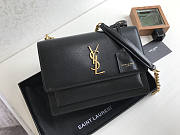 Ysl Medium Sunset Chain Bag In Leather Black Gold-tone Metal 442906 22x16x8cm - 1
