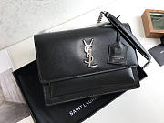 Ysl Medium Sunset Chain Bag In Leather Black Silver-tone Metal 442906 22x16x8cm - 1