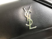 Ysl Medium Sunset Chain Bag In Leather Black Silver-tone Metal 442906 22x16x8cm - 2