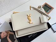 Ysl Medium Sunset Chain Bag In Leather White 442906 22x16x8cm - 1