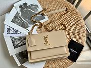 Ysl Medium Sunset Chain Bag In Leather Beige 442906 22x16x8cm - 1