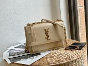 Ysl Medium Sunset Chain Bag In Leather Beige 442906 22x16x8cm - 2