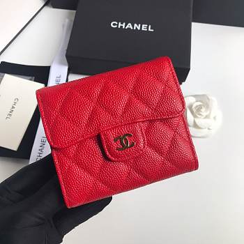 Chanel Small Flap Wallet Red A82288 10.5x11.5x3cm