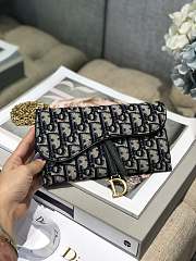 Dior Saddle Wallet On Chain Oblique Jacquard Blue S5614 19x11x2.5 cm - 1