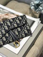 Dior Saddle Wallet On Chain Oblique Jacquard Blue S5614 19x11x2.5 cm - 6