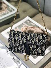 Dior Saddle Wallet On Chain Oblique Jacquard Blue S5614 19x11x2.5 cm - 5