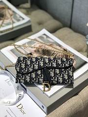 Dior Saddle Wallet On Chain Oblique Jacquard Blue S5614 19x11x2.5 cm - 3