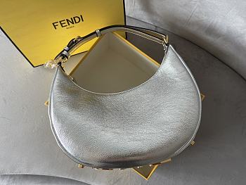 Fendi Small Fendigraphy Leather Silver 8BR798 29x24.5x10cm