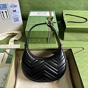 Gucci Mini GG Marmont Half Moon Shaped Bag Leather Black 699514 21x11x5cm - 3