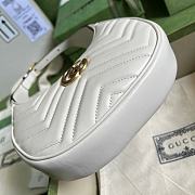 Gucci Mini GG Marmont Half Moon Shaped Bag Leather White 699514 21x11x5cm - 3