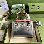 Gucci Mini Diana Tote Bag Leather Silver 702732 20x16x10cm - 1