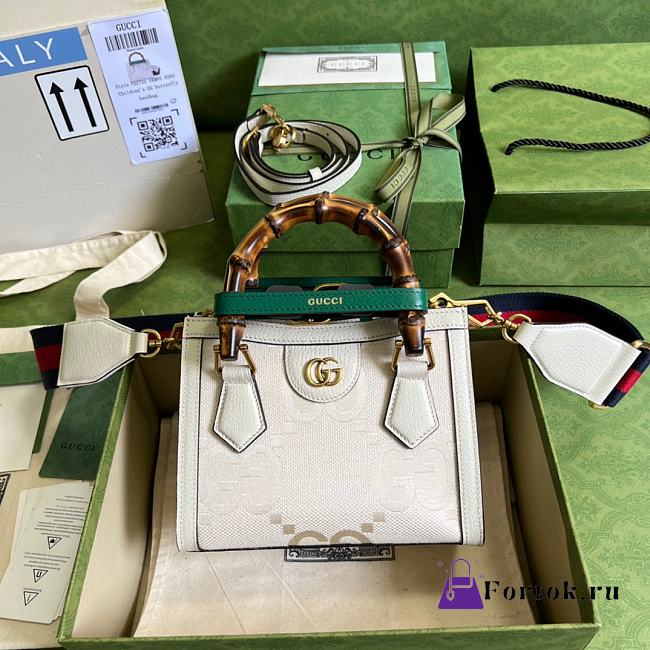 Gucci Mini Diana Tote Bag Off-White Canvas 702732 20x16x10cm - 1