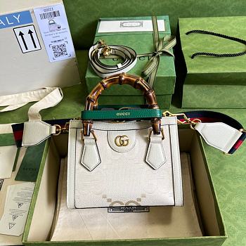 Gucci Mini Diana Tote Bag Off-White Canvas 702732 20x16x10cm