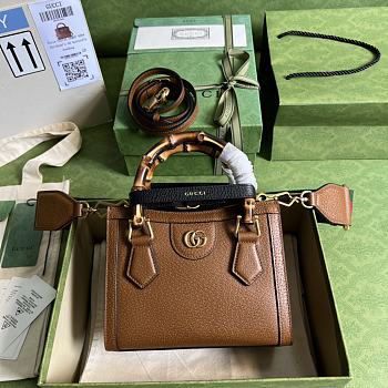 Gucci Mini Diana Tote Bag Leather Brown 702732 20x16x10cm