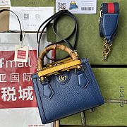 Gucci Mini Diana Tote Bag Leather Blue 702732 20x16x10cm - 1