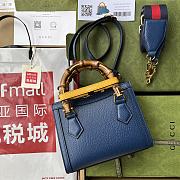 Gucci Mini Diana Tote Bag Leather Blue 702732 20x16x10cm - 6