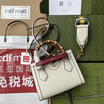 Gucci Mini Diana Tote Bag Leather White 702732 20x16x10cm