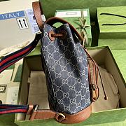 Gucci Backpack With Interlocking G Blue Denim/Brown 674147 26.5x30x13cm - 5