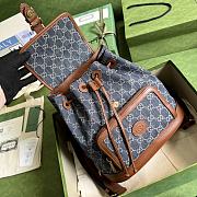 Gucci Backpack With Interlocking G Blue Denim/Brown 674147 26.5x30x13cm - 2