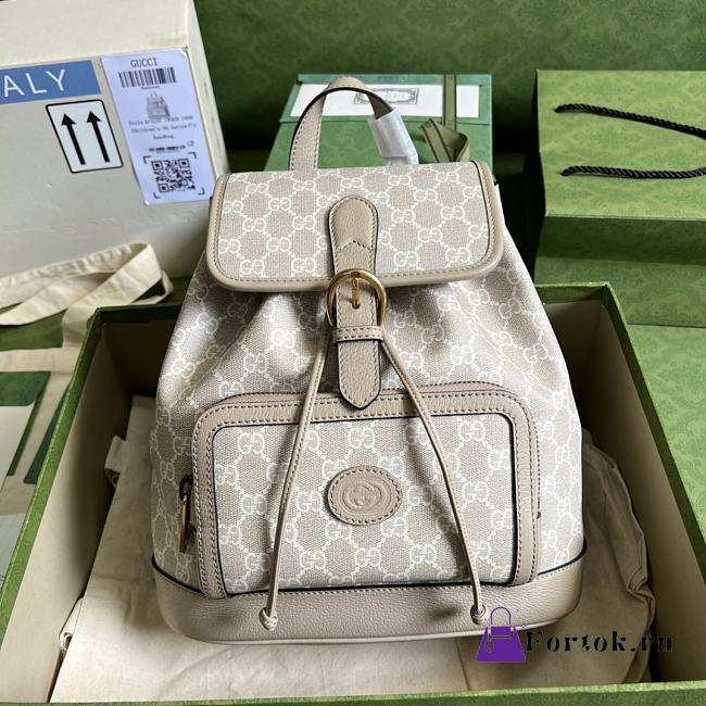 Gucci Backpack With Interlocking G Creme/Brown 674147 26.5x30x13cm - 1