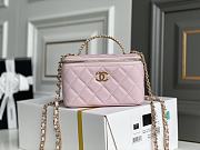 Chanel Vanity Case With Top Handle Grained Leather Pink 17cm - 1
