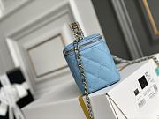 Chanel Vanity Case With Top Handle Grained Leather Blue 17cm - 4