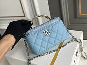 Chanel Vanity Case With Top Handle Grained Leather Blue 17cm - 6
