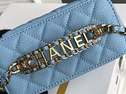 Chanel Vanity Case With Top Handle Grained Leather Blue 17cm - 5