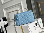 Chanel Vanity Case With Top Handle Grained Leather Blue 17cm - 3