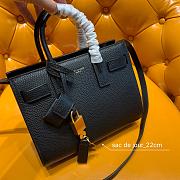 Ysl Nano Sac De Jour Black Grained Leather Black 392035 22x18x11cm - 1
