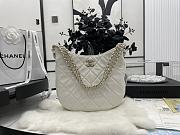Chanel Hobo Handbag Lambskin Leather White AS3153 26×26×8cm - 1