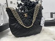 Chanel Hobo Handbag Lambskin Leather Black AS3153 26×26×8cm - 2