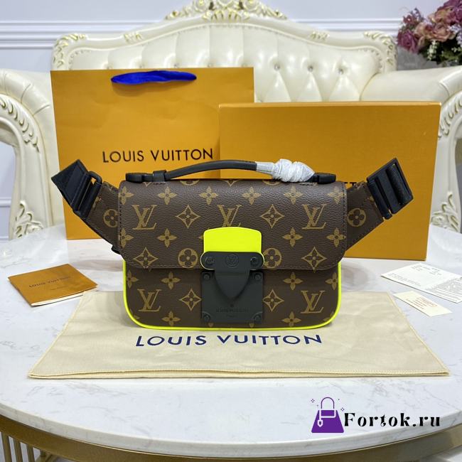 Louis Vuitton S Lock Sling Bag Macassar Canvas Brown/Green Neon M45864 21x15x4cm - 1