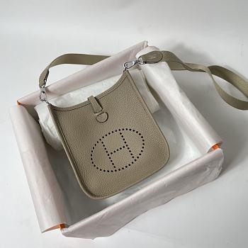 Hermes Mini Evelyne In Leather Beige 17cm