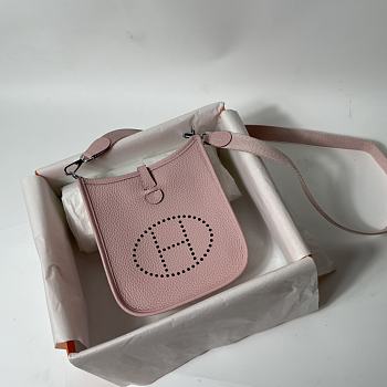 Hermes Mini Evelyne In Leather Pink 17cm