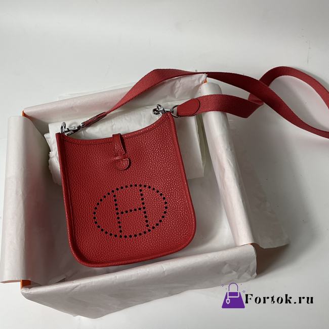 Hermes Mini Evelyne In Leather Red 17cm - 1