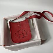 Hermes Mini Evelyne In Leather Red 17cm - 1