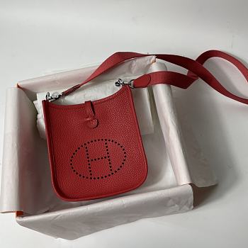 Hermes Mini Evelyne In Leather Red 17cm