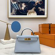 Hermes Mini Kelly Epsom Leather Blue Brume 19cm - 1